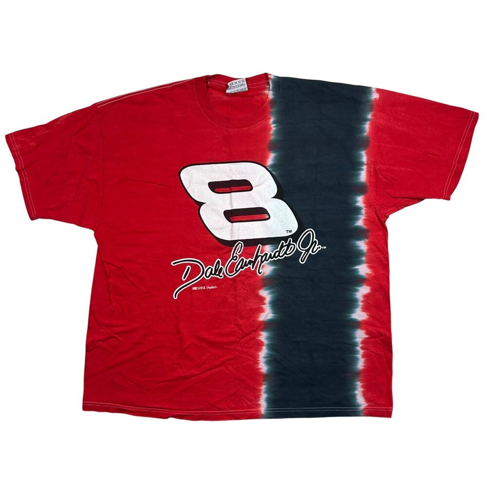 Vintage Dale Earnhardt Jr T-Shirt 2XL Red Black Tie Dye NASCAR #8 Racing Merch